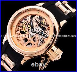 Invicta Men CLASSIC RUSSIAN DIVER Mechanical Rose Gold Plate Dial Black Watch