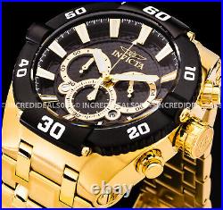 Invicta Men COALITION FORCES 18KT GOLD Plate Black Dial CHRONOGRAPH 50MM Watch