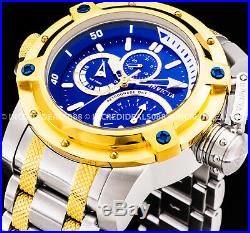 Invicta Men Coalition Forces Chronograph Blue Gold Silver Retrograde SS Watch
