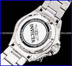 Invicta Men GRAND PRO DIVER 18K Gold Bezel Black Dial Silver Bracelet 48mm Watch