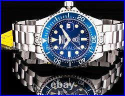 Invicta Men GRAND PRO DIVER AUTOMATIC Blue Bezel Dial Silver Bracelet SS Watch