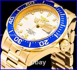 Invicta Men PRO DIVER 18Kt Dial Blue Case Bracelet Fashion Elegant GOLD Watch