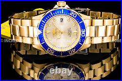 Invicta Men PRO DIVER 18Kt Dial Blue Case Bracelet Fashion Elegant GOLD Watch