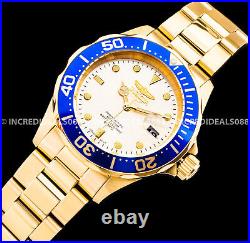 Invicta Men PRO DIVER 18Kt Dial Blue Case Bracelet Fashion Elegant GOLD Watch