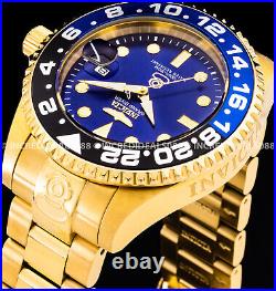 Invicta Men PRO DIVER AUTOMATIC BLACK BLUE Dial 18Kt GOLD Plate Bracelet Watch