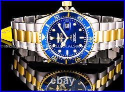 Invicta Men PRO DIVER Blue Dial & Bezel Silver 18K Gold Bracelet 43mm Watch
