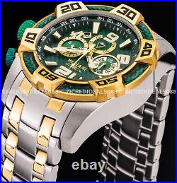 Invicta Men PRO DIVER CHRONOGRAPH Green Gold Silver Dial Bracelet 50mm Watch