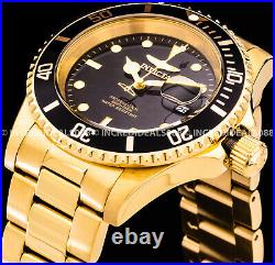 Invicta Men PRO DIVER Quartz Black Dial 18Kt Gold SS Bracelet 40mm Watch