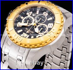 Invicta Men PRO DIVER SCUBA CHRONO Black Dial Bracelet 18Kt Gold Silver Watch