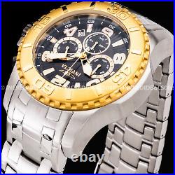 Invicta Men PRO DIVER SCUBA CHRONO Black Dial Bracelet 18Kt Gold Silver Watch