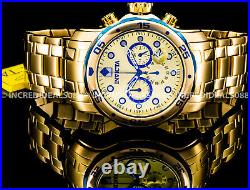 Invicta Men PRO DIVER SCUBA CHRONOGRAPH 18K Gold Blue Dial Bracelet Watch