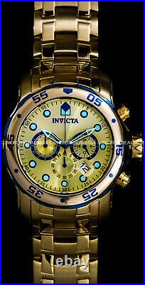 Invicta Men PRO DIVER SCUBA CHRONOGRAPH 18K Gold Blue Dial Bracelet Watch