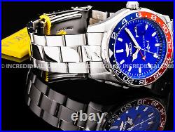 Invicta Men PRO DIVER SWISS MADE Quartz GMT Blue Dial Silver Bracelet 44mm Watch