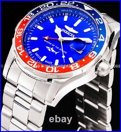 Invicta Men PRO DIVER SWISS MADE Quartz GMT Blue Dial Silver Bracelet 44mm Watch