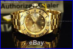 Invicta Men Pro Diver 24 Jewel Automatic NH35A 18K Gold Plate SS Champagne Watch
