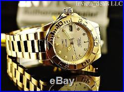 Invicta Men Pro Diver 24 Jewel Automatic NH35A 18K Gold Plate SS Champagne Watch