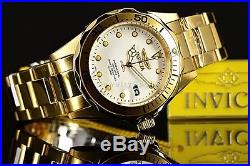 Invicta Men Pro Diver 38mm 18K Gold IP White Dial Stainless Steel Bracelet Watch