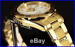 Invicta Men Pro Diver 38mm 18K Gold IP White Dial Stainless Steel Bracelet Watch