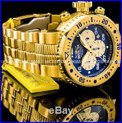 Invicta Men Pro Diver Combat Seal Chronograph Blue Dial 18K Gold 52mm Watch
