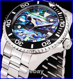 Invicta Men Pro Diver Diamond Accented Abalone Dial Silver Bracelet 47mm Watch