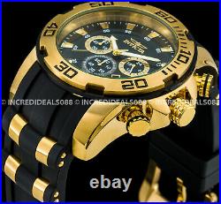 Invicta Men Pro Diver SCUBA Chronograph 18Kt Gold Bezel Black 50mm SS Watch