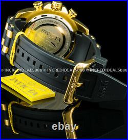 Invicta Men Pro Diver SCUBA Chronograph 18Kt Gold Bezel Black 50mm SS Watch