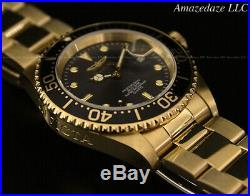 Invicta Men Pro Diver SUBMARINER Black Dial 18K Gold Plated Stainless St Watch
