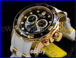 Invicta Men Pro Diver Scuba 48mm 18K Gold Plated Chrono Black Dial S. S Watch NEW