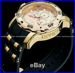 Invicta Men Pro Diver Scuba Chronograph 18Kt Gold & Rose Gold Black Strap Watch