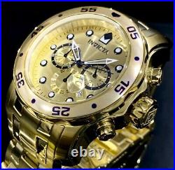 Invicta Men Pro Diver Scuba Chronograph Champagne Dial 18K Gold Reloj Watch