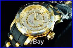 Invicta Men Pro Diver Scuba Swiss Quartz GMT Silver Dial 18K Gold Plated Watch