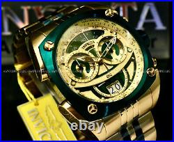 Invicta Men RESERVE 48MM Green/Gold Dial SWISS MOVEMENT18 K Gold Plated SS Watch