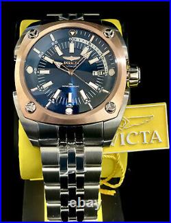 Invicta Men RESERVE AUTOMATIC Blue Dial ROSE GOLD Bezel SILVER Bracelet Watch
