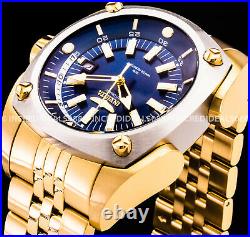 Invicta Men RESERVE AUTOMATIC Silver Bezel Blue Dial 18Kt Polish Gold 48mm Watch