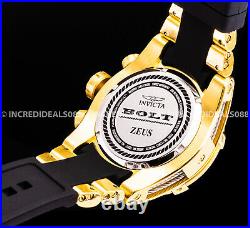 Invicta Men RESERVE BOLT ZEUS Chronograph Gold Tone Black Dial Strap 52mm Watch