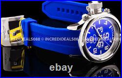 Invicta Men RUSSIAN DIVER CHRONOGRAPH BLUE Silver Dial BOLD 52mm Strap Watch