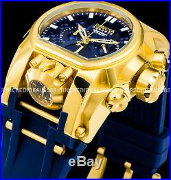 Invicta Men Reserve Bolt Zeus Magnum Dual Time Swiss Chrono 18k Gold Blue Watch