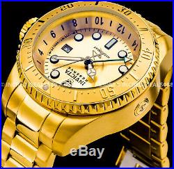 Invicta Men Reserve Pro Diver Hydromax Skull Swiss Mvt GMT 18K Gold 52mm Watch