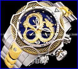 Invicta Men Reserve Venom Dragon 18K Gold Blue Silver Two Tone Chronograph Watch