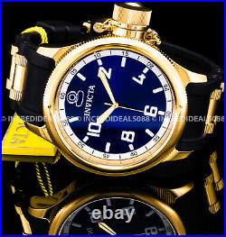 Invicta Men Russian Diver Swiss Chronograph 18Kt Gold Black Blue Dial 52mm Watch