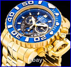 Invicta Men SEA HUNTER SWISS CHRONOGRAPH Blue Dial 18K Gold Bracelet 58mm Watch