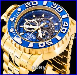 Invicta Men SEA HUNTER SWISS CHRONOGRAPH Blue Dial 18K Gold Bracelet 58mm Watch