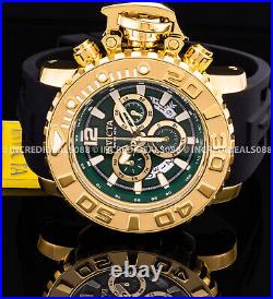 Invicta Men SEA HUNTER SWISS CHRONOGRAPH Green Dial 18Kt Gold Plate Strap Watch