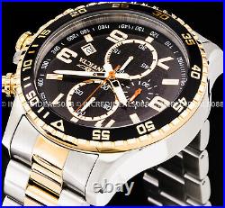 Invicta Men SPECIALTY CHRONOGRAPH Black Dial 18Kt Gold Silver TACHYMETER Watch