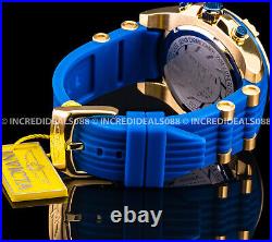 Invicta Men SPEEDWAY CHRONOGRAPH 18K GOLD Plated Case Blue Dial Strap SS Watch