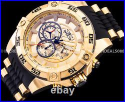 Invicta Men SPEEDWAY CHRONOGRAPH 18K GOLD Plated Dial Case Black Strap SS Watch