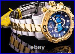 Invicta Men SPEEDWAY CHRONOGRAPH Blue 18K GOLD Plate Dial Silver Bracelet Watch