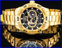 Invicta Men SPEEDWAY Quartz BLACK Dial Bracelet 50mm SS 18Kt GOLD Watch