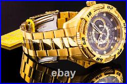 Invicta Men SPEEDWAY Quartz BLACK Dial Bracelet 50mm SS 18Kt GOLD Watch