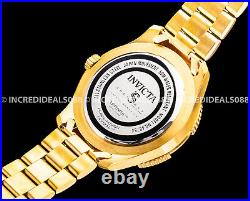 Invicta Men SPEEDWAY Quartz BLACK Dial Bracelet 50mm SS 18Kt GOLD Watch